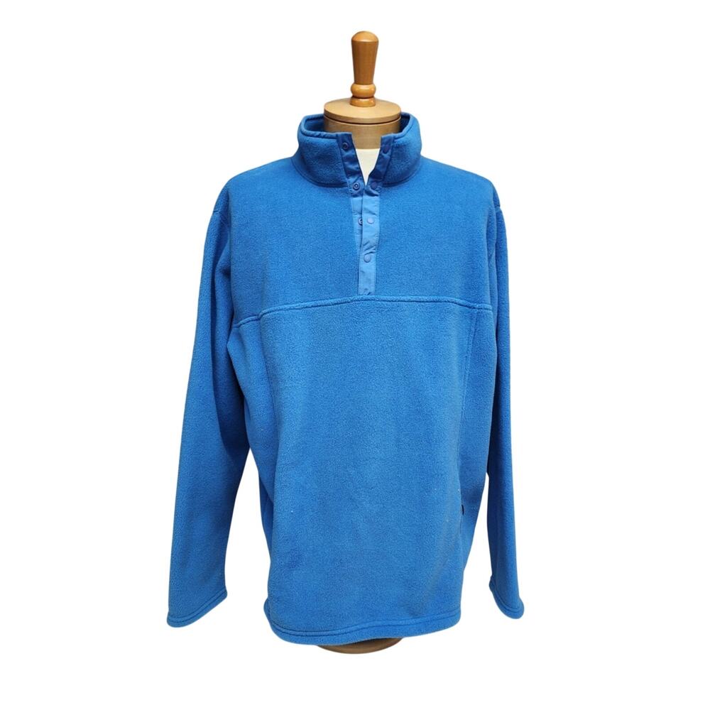 Ll Bean XXL Tall Men's Blue Fleece Pullover Sweater 1/4 Zip Polartec